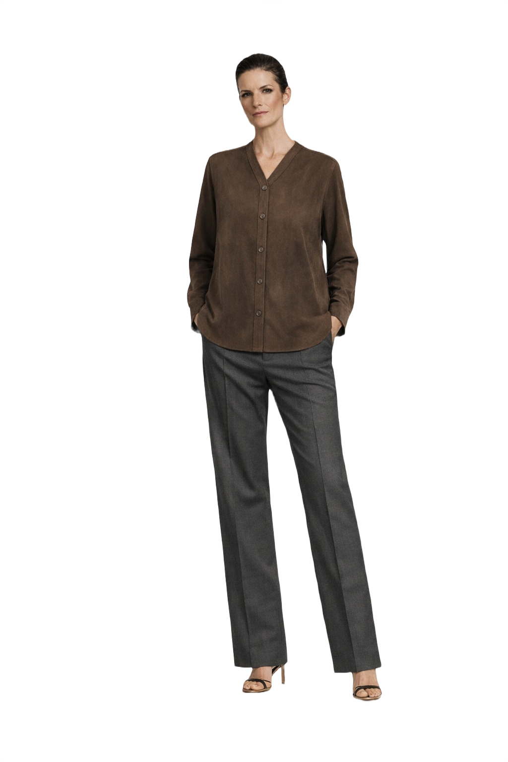 1990s Brown Silk Blouse - Model