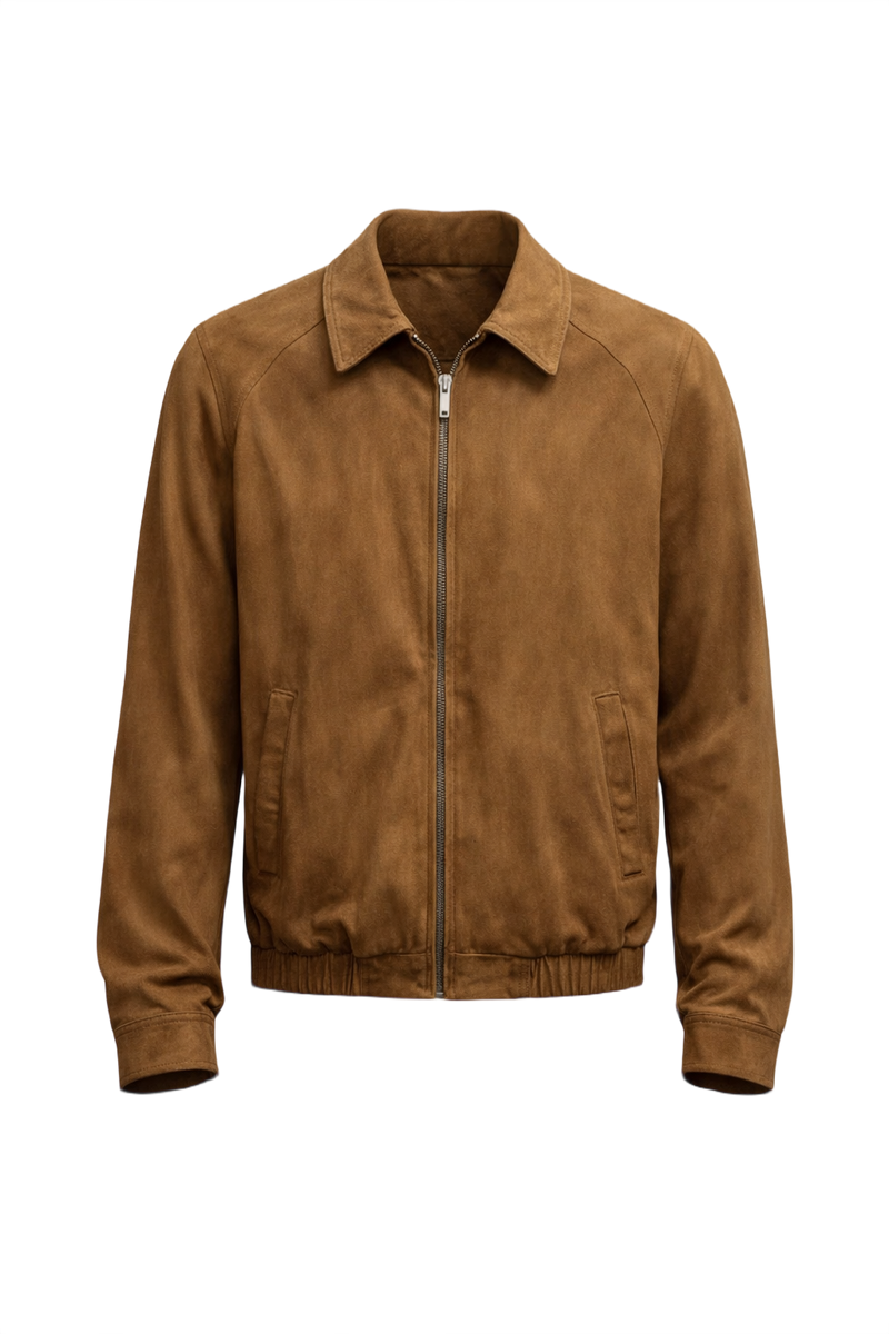 1990s Brown Suede-Like Men's Jacket - Front View