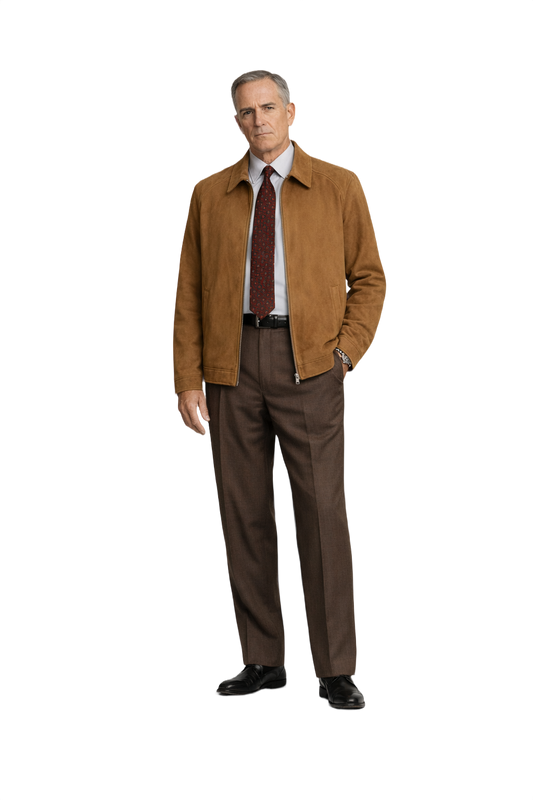 1990s Brown Suede-Like Men's Jacket - Model