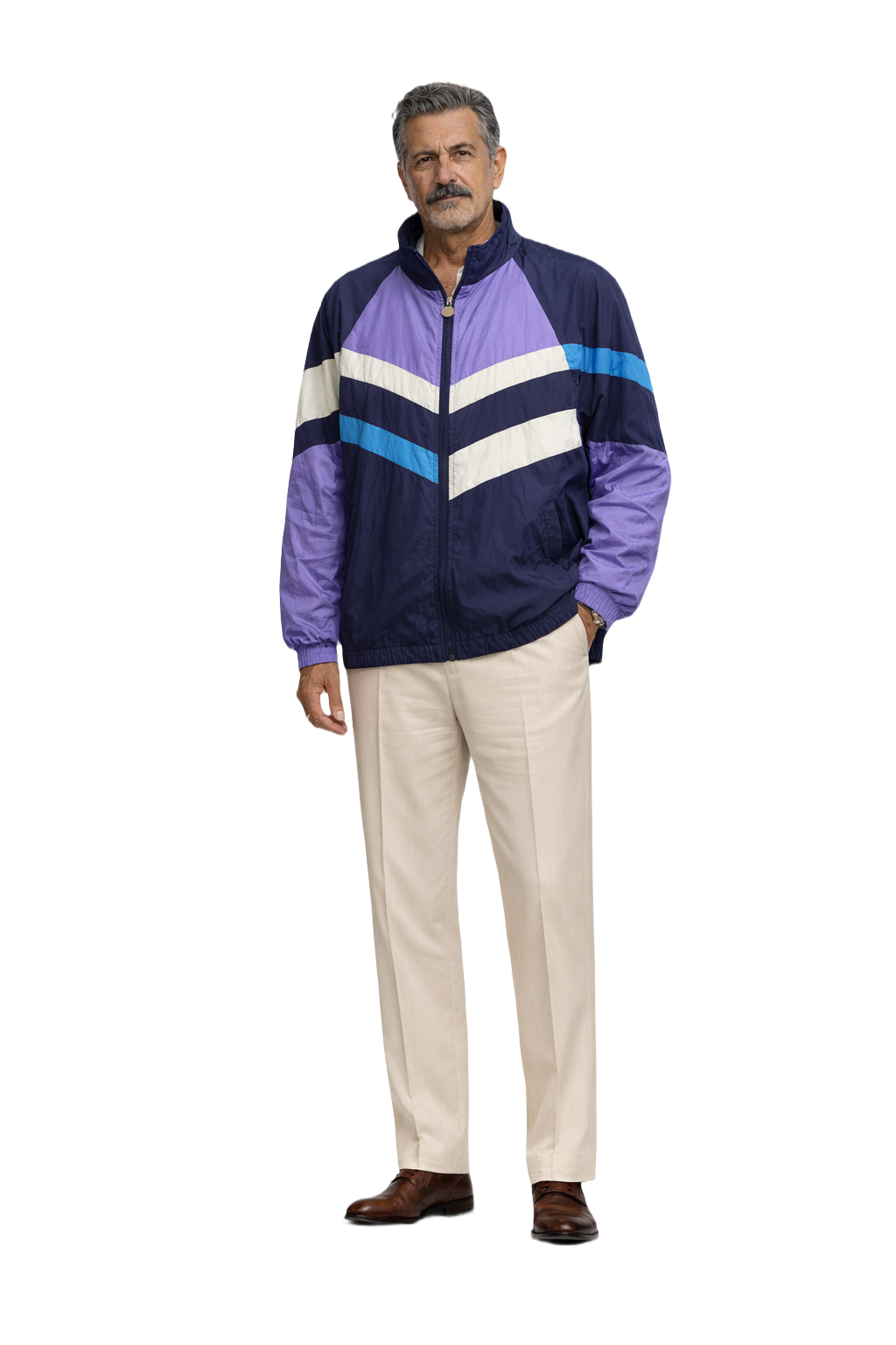 1980s Navy Blue Nylon Jacket - Model