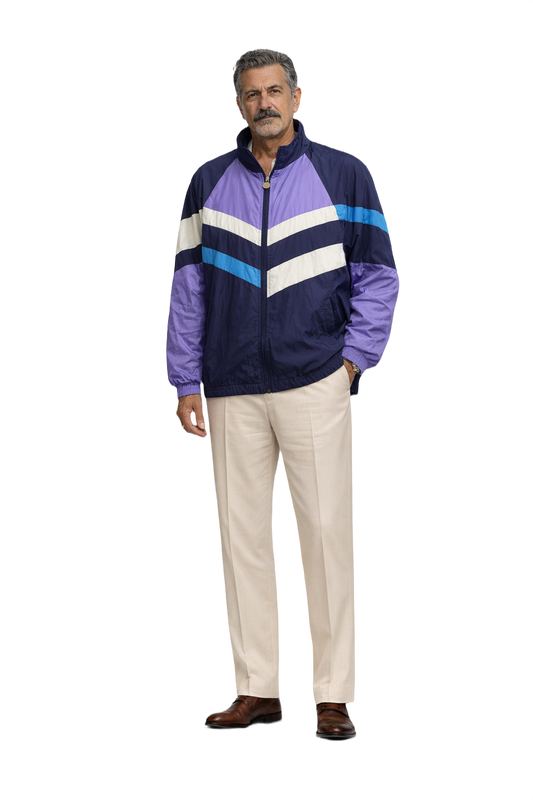 1980s Navy Blue Nylon Jacket - Model