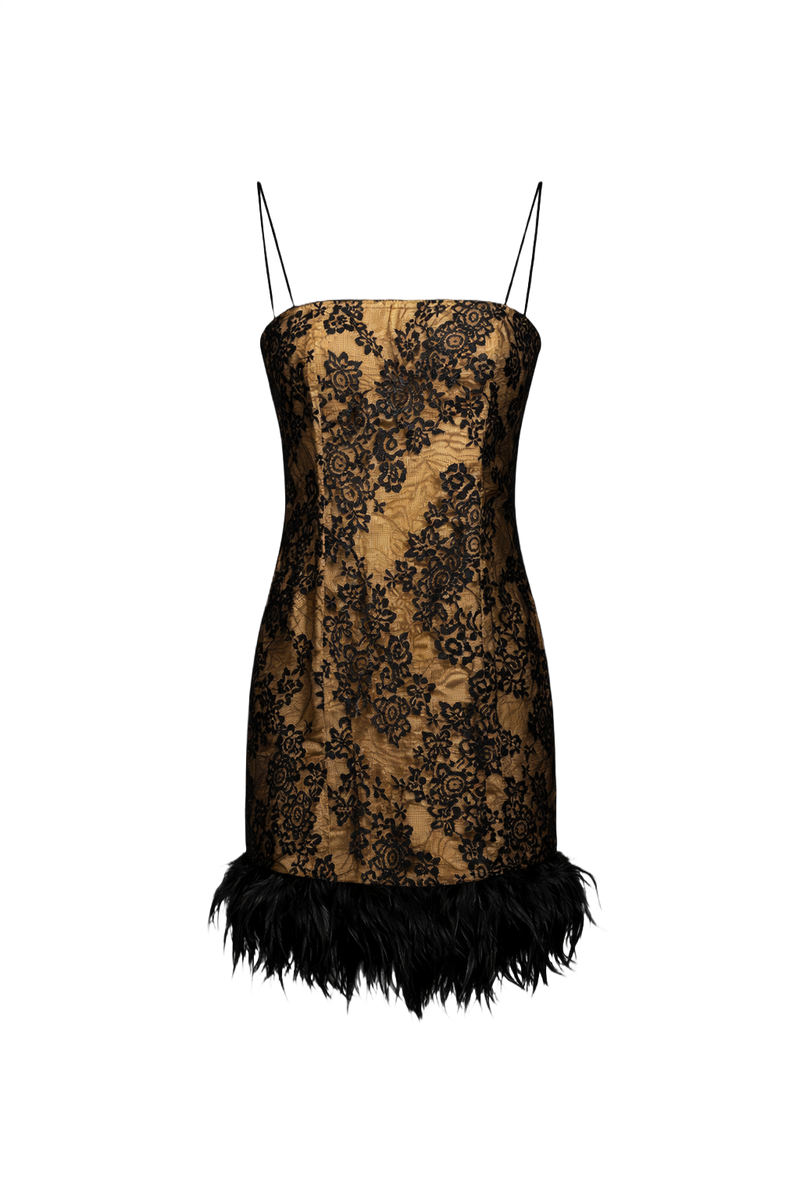1980s Gold Satin Dress - Front View
