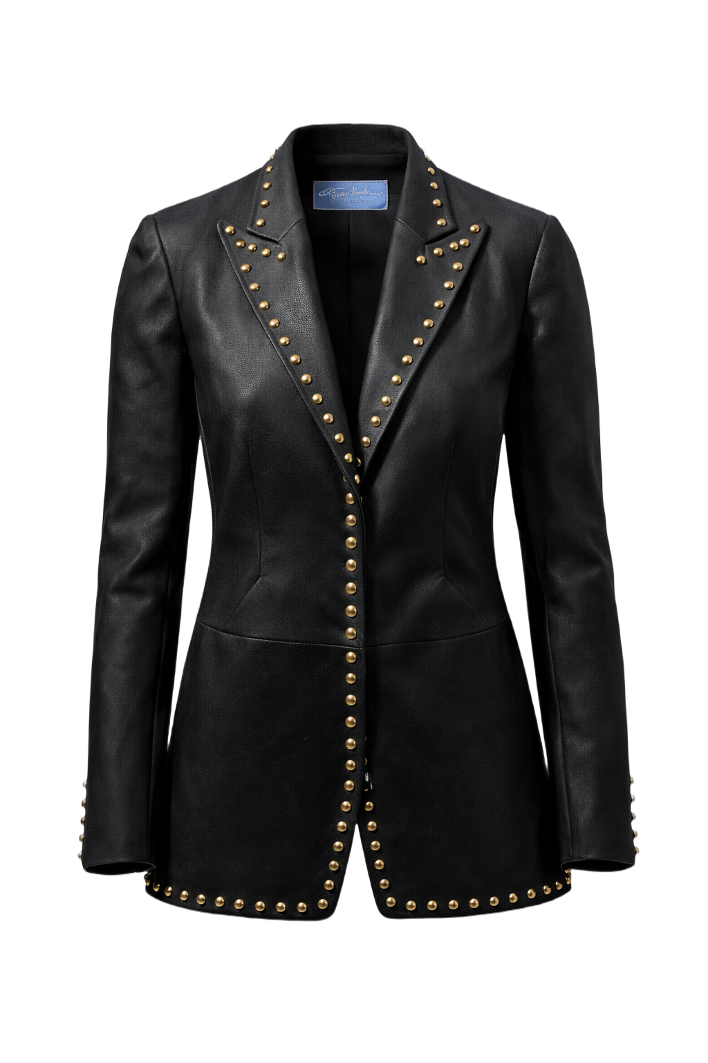 1990s Black Leather Blazer - Front View