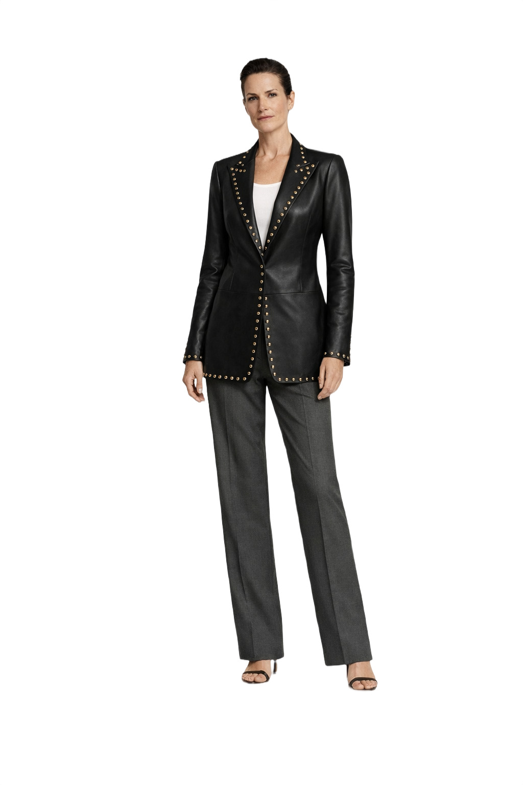1990s Black Leather Blazer - Model