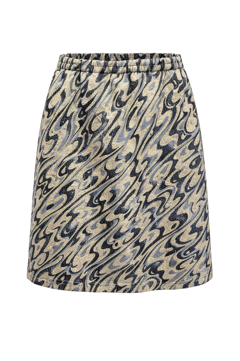 1970s Beige Woven Skirt - Front View