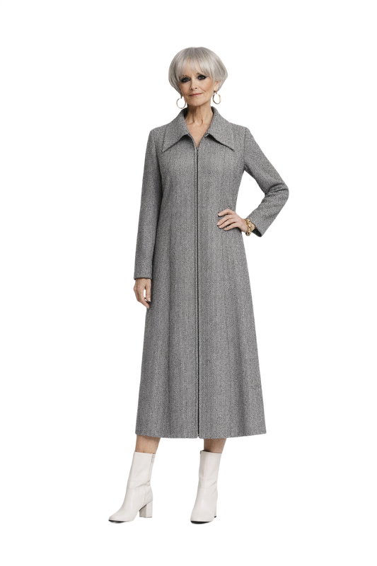 1960s Grey Wool Coat - Model