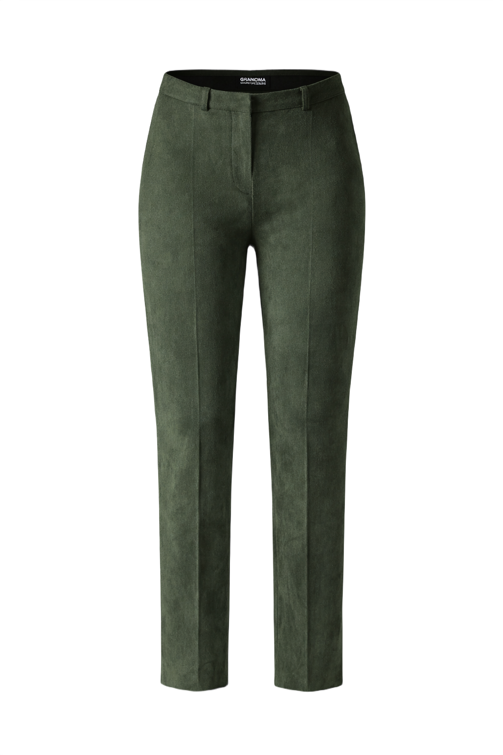 1990s Dark Green Suede Pants - Front View
