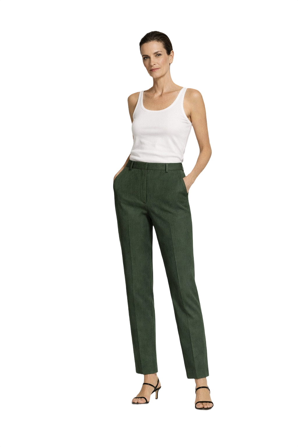 1990s Dark Green Suede Pants - Model
