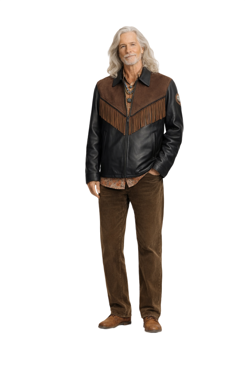 1970s Brown Leather Jacket - Model