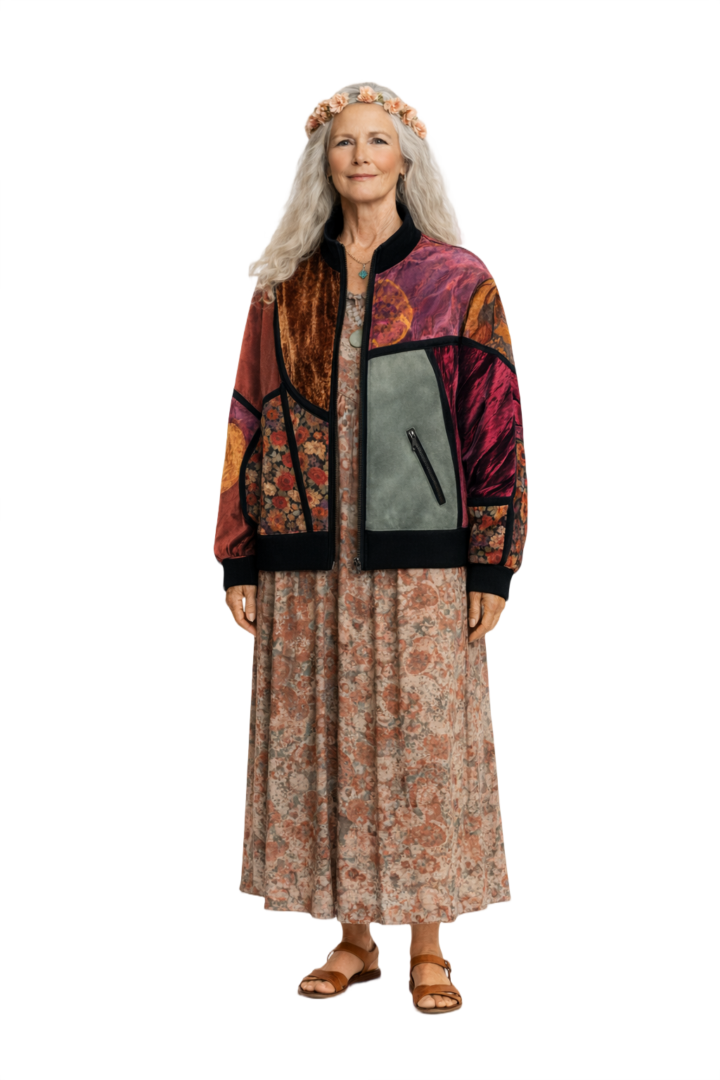 1970s Multicolored Velvet Jacket - Model