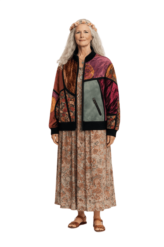 1970s Multicolored Velvet Jacket - Model