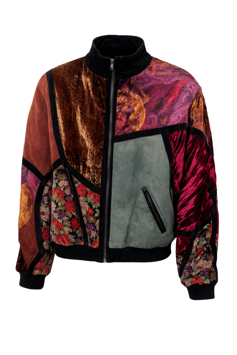 1970s Multicolored Velvet Jacket - Front View