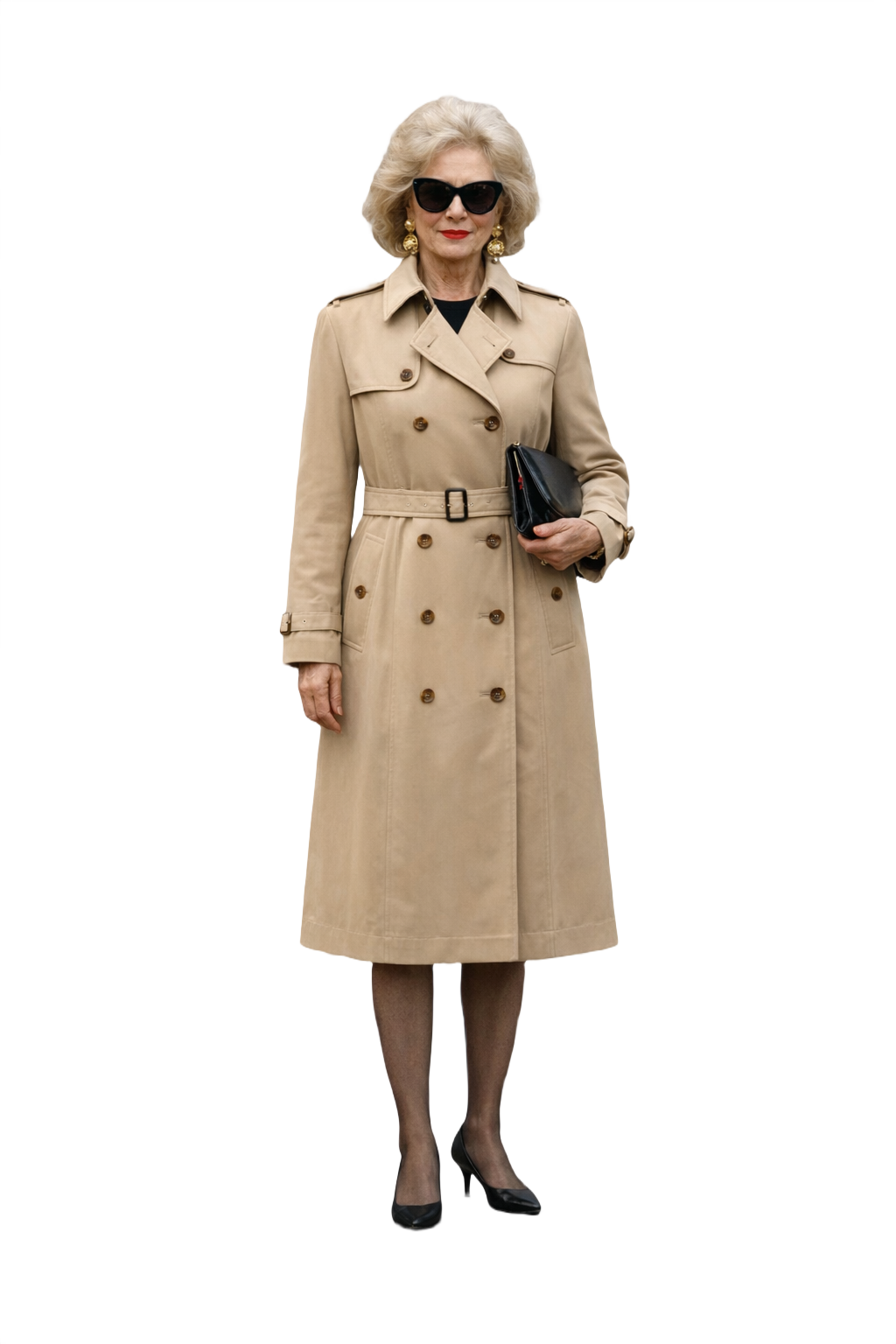 1980s Beige Cotton Trench Coat - Model