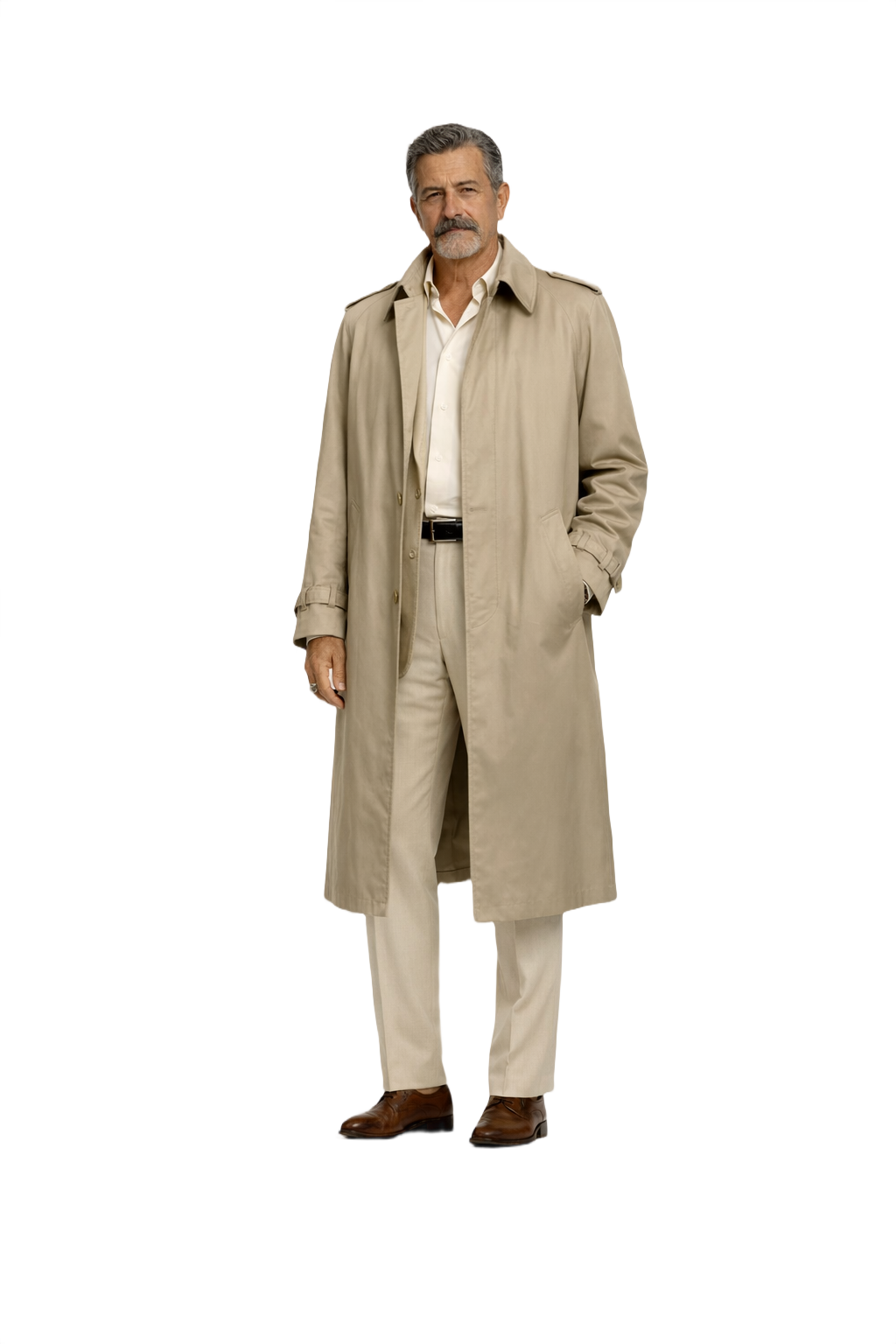 1980s Beige Cotton Trench Coat - Model