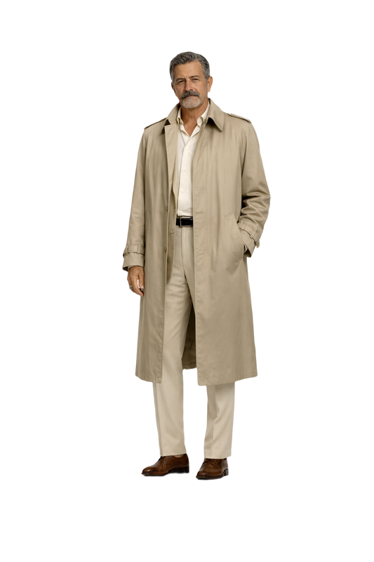 1980s Beige Cotton Trench Coat - Model