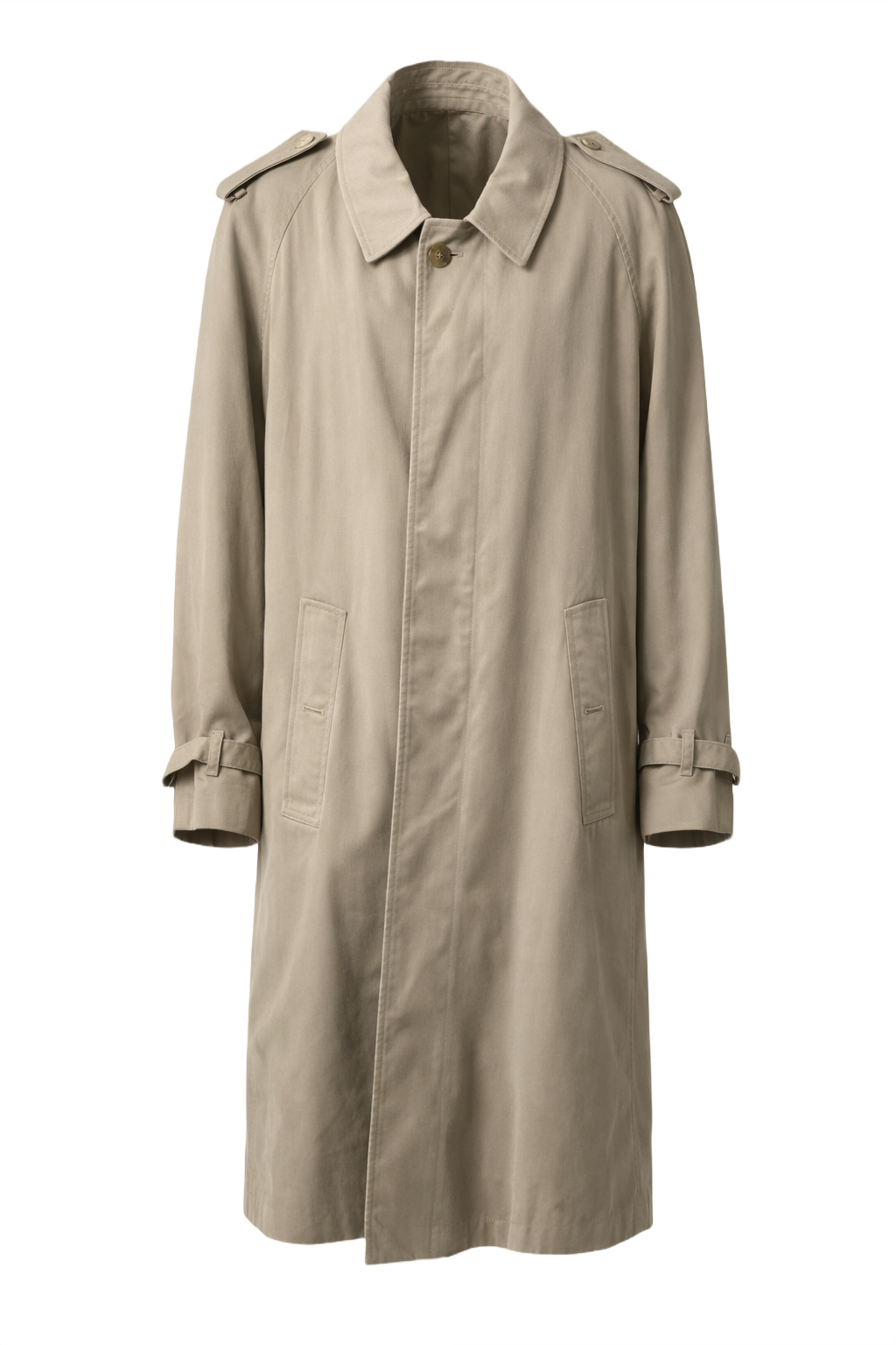 1980s Beige Cotton Trench Coat - Front View