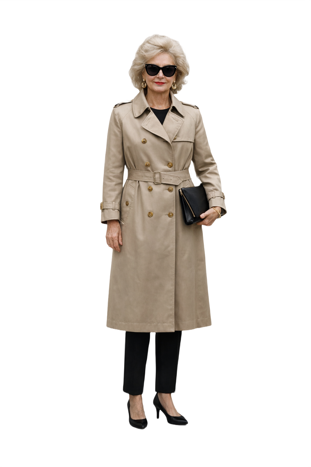 1980s Khaki Cotton Gabardine Trench Coat - Model