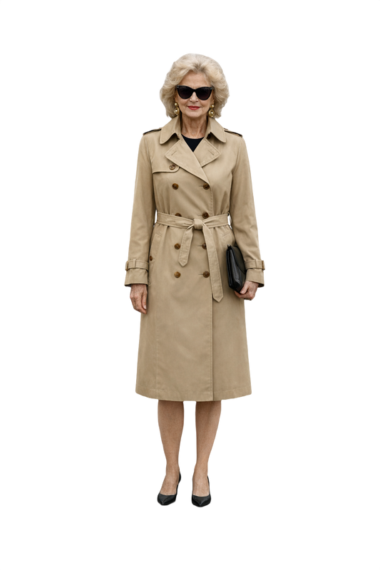 1980s Beige Cotton Trench Coat - Model