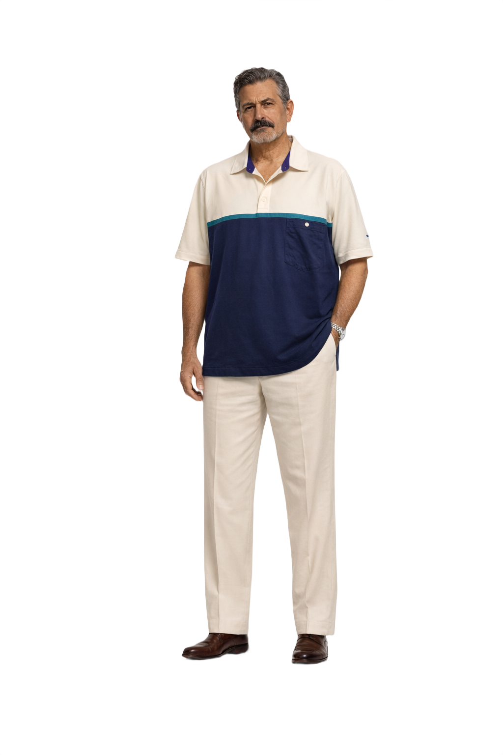 1980s Navy Blue Cotton Polo - Model