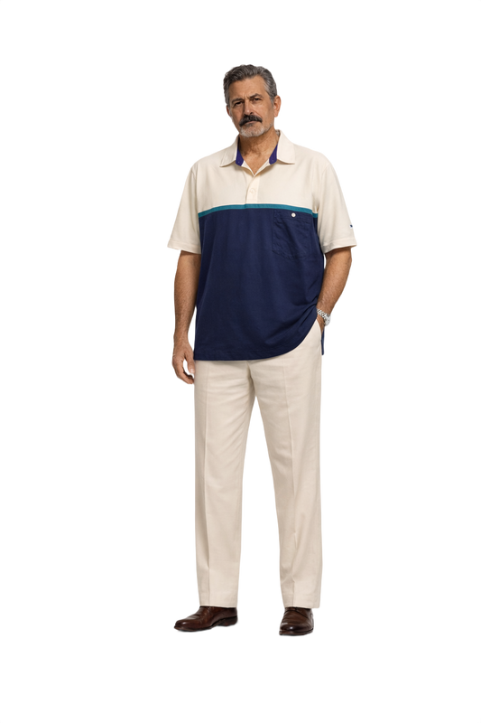 1980s Navy Blue Cotton Polo - Model