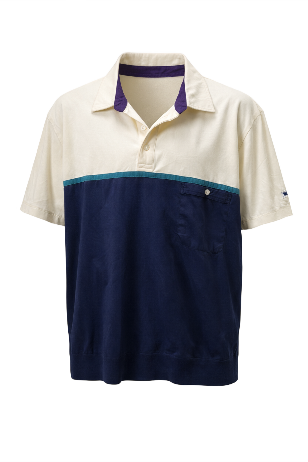 1980s Navy Blue Cotton Polo - Front View