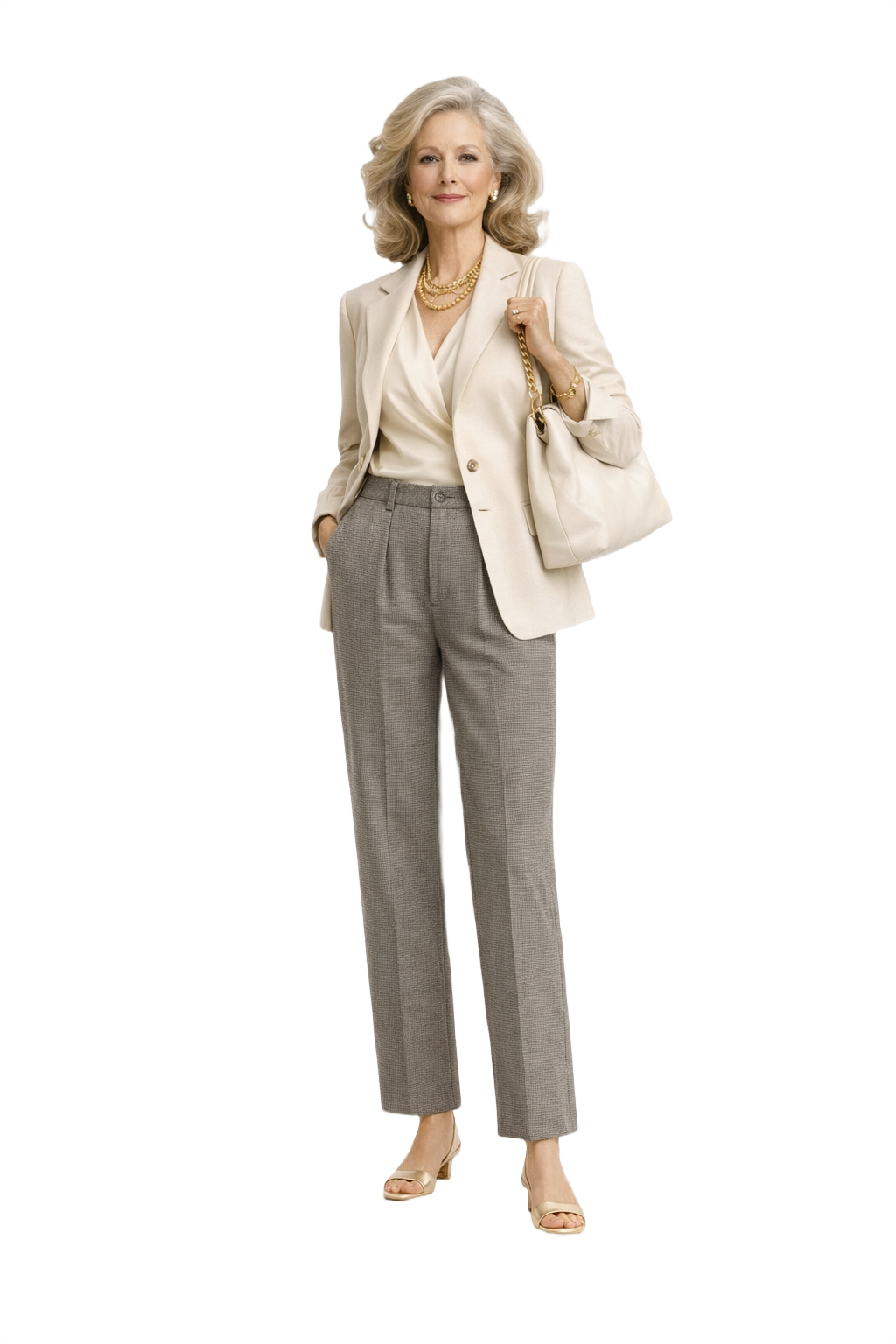 1970s Black and White Wool Trousers - Model