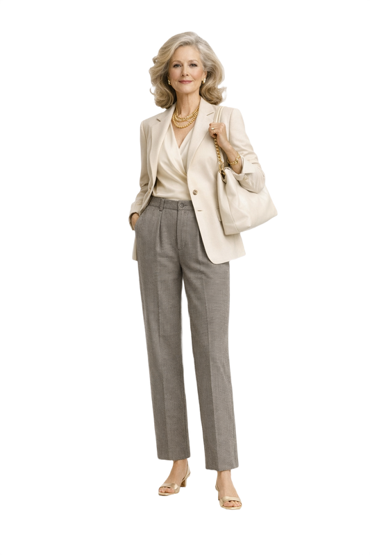 1970s Black and White Wool Trousers - Model
