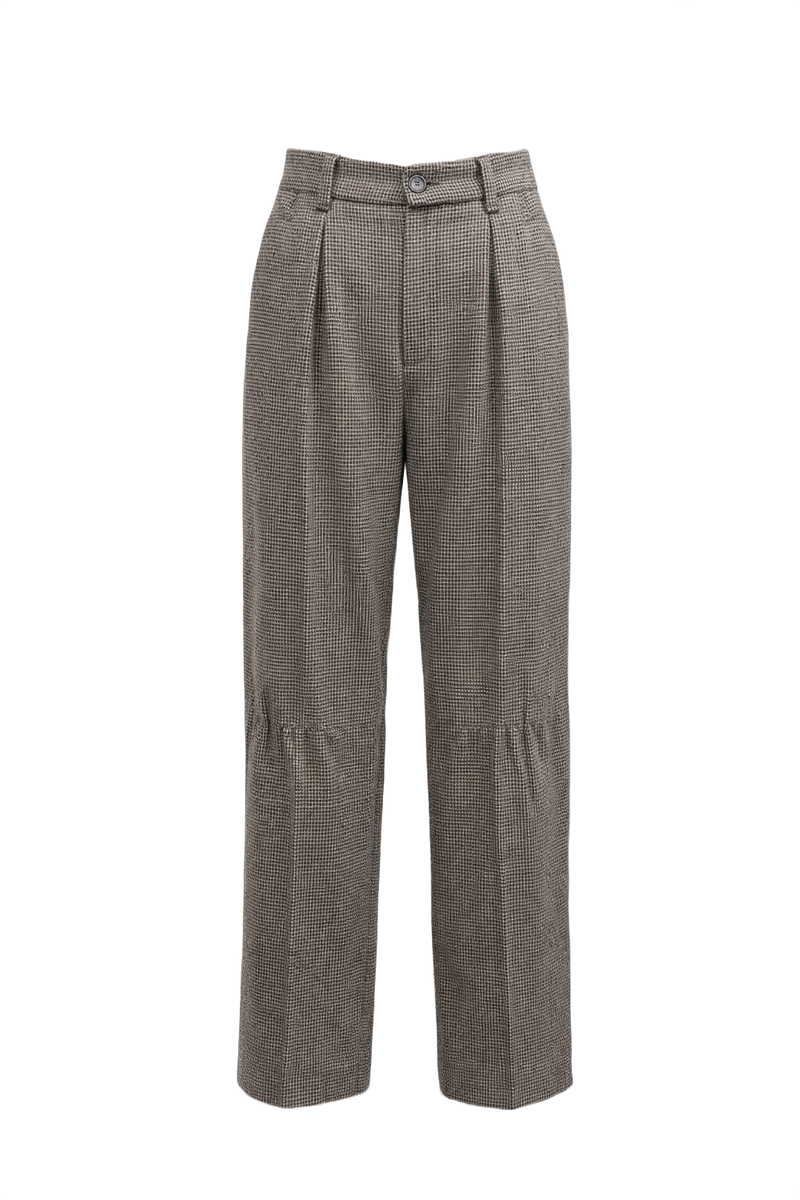 1970s Black and White Wool Trousers - Front View