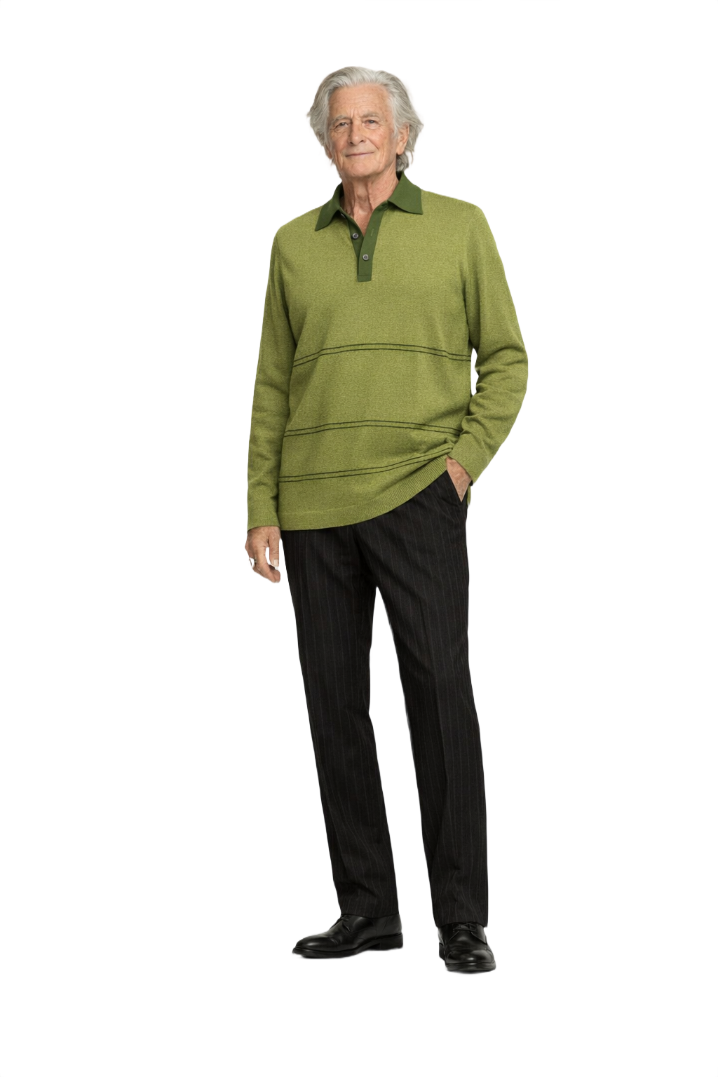 1970s Bright Green Wool Blend Sweater - Model