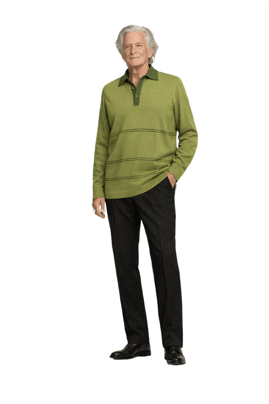 1970s Bright Green Wool Blend Sweater - Model