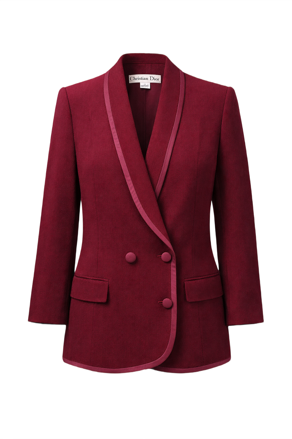 1980s Burgundy Red Wool Blazer - Front View