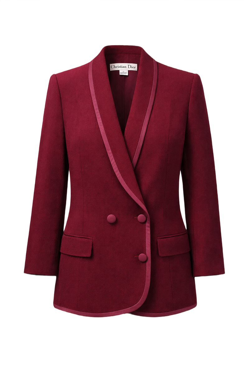 1980s Burgundy Red Wool Blazer - Front View
