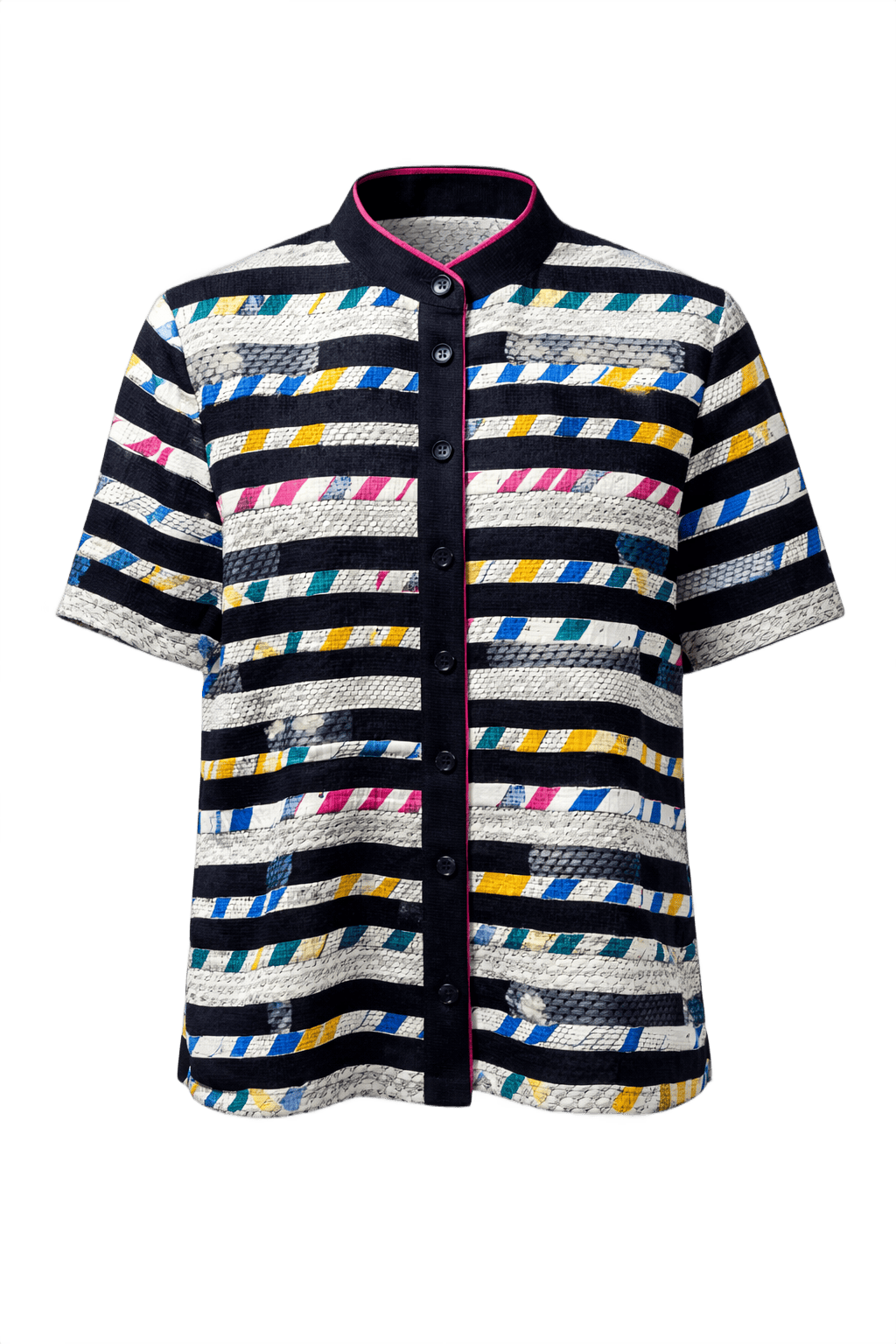 1990s Black Cotton Blend Button-Down Shirt - Front View