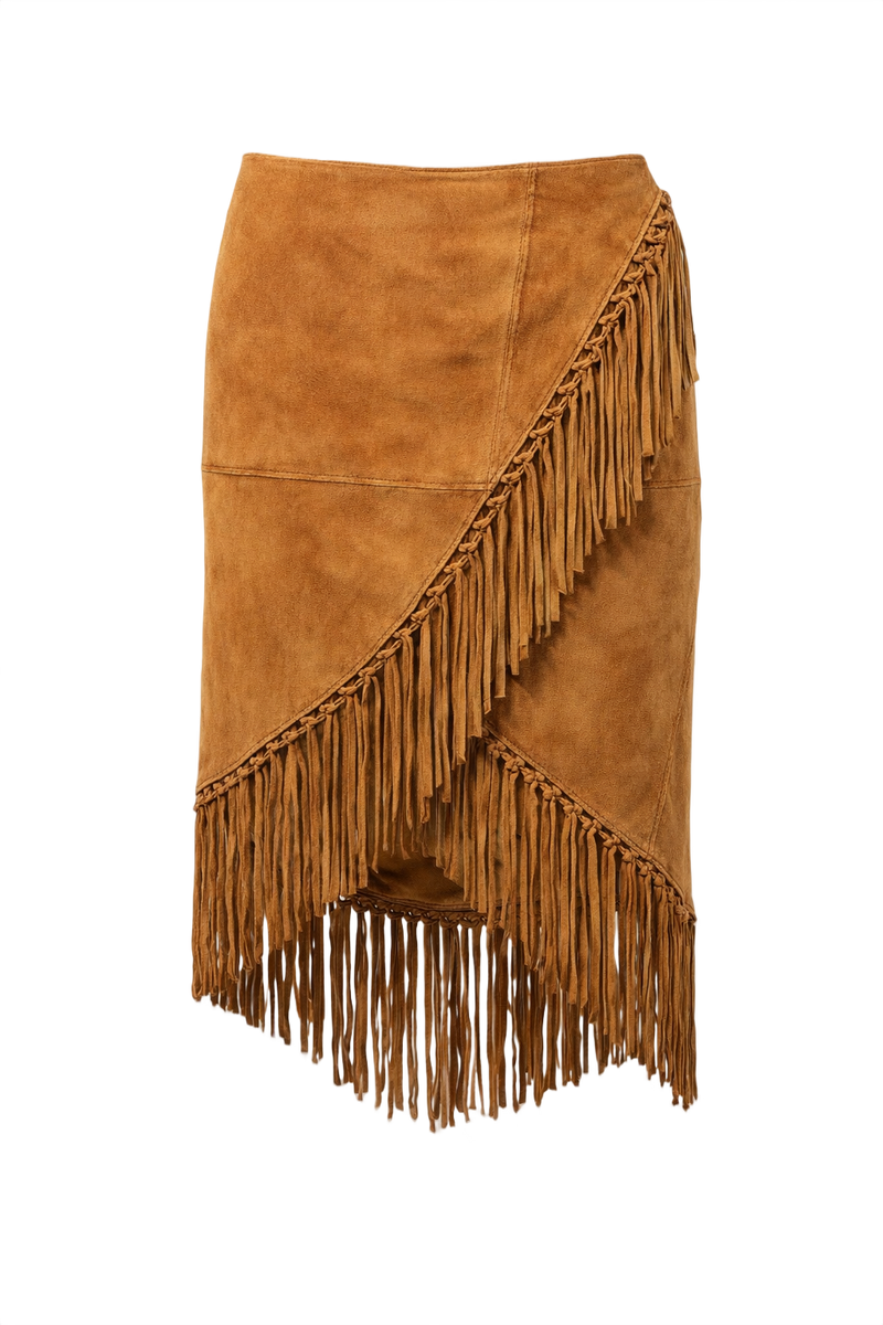 1970s Tan Suede Skirt - Front View