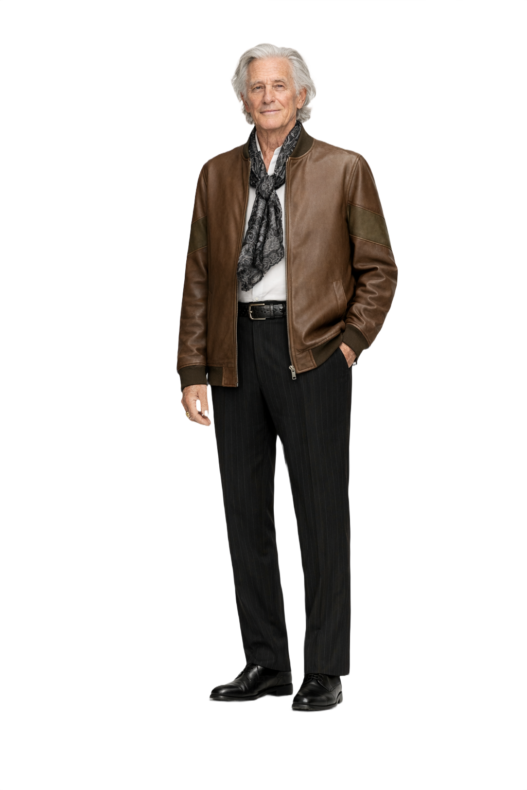 1970s Brown Leather Bomber Jacket - Model