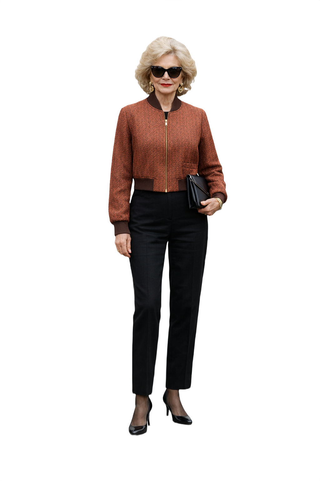 1980s Rust Wool Jacket - Model