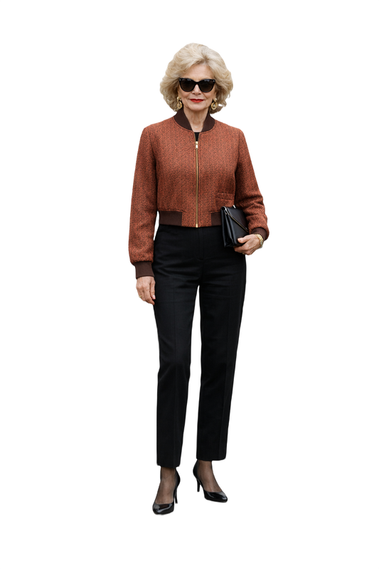 1980s Rust Wool Jacket - Model
