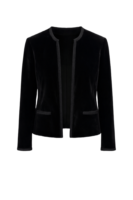 1990s Black Velvet Blazer - Front View