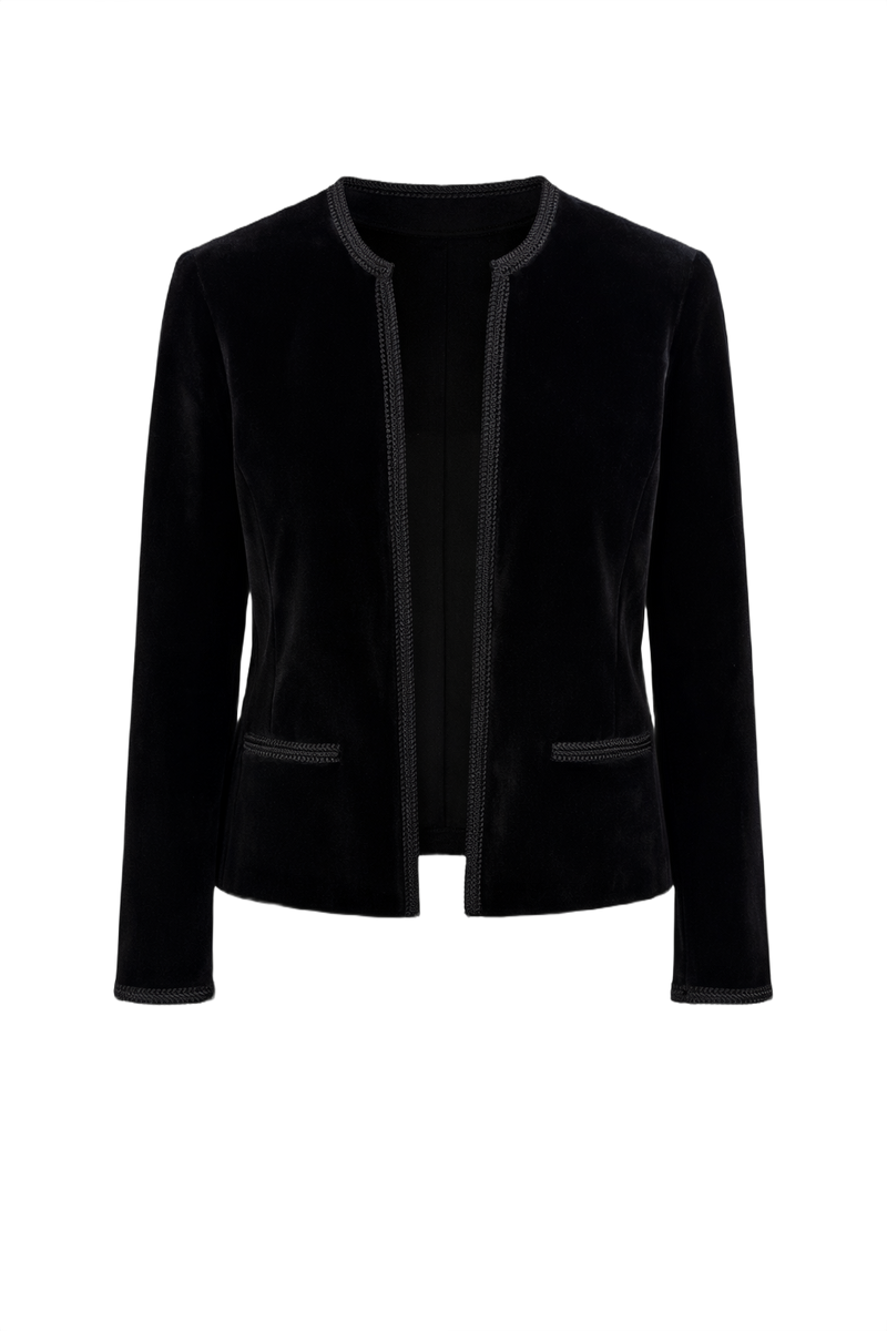 1990s Black Velvet Blazer - Front View