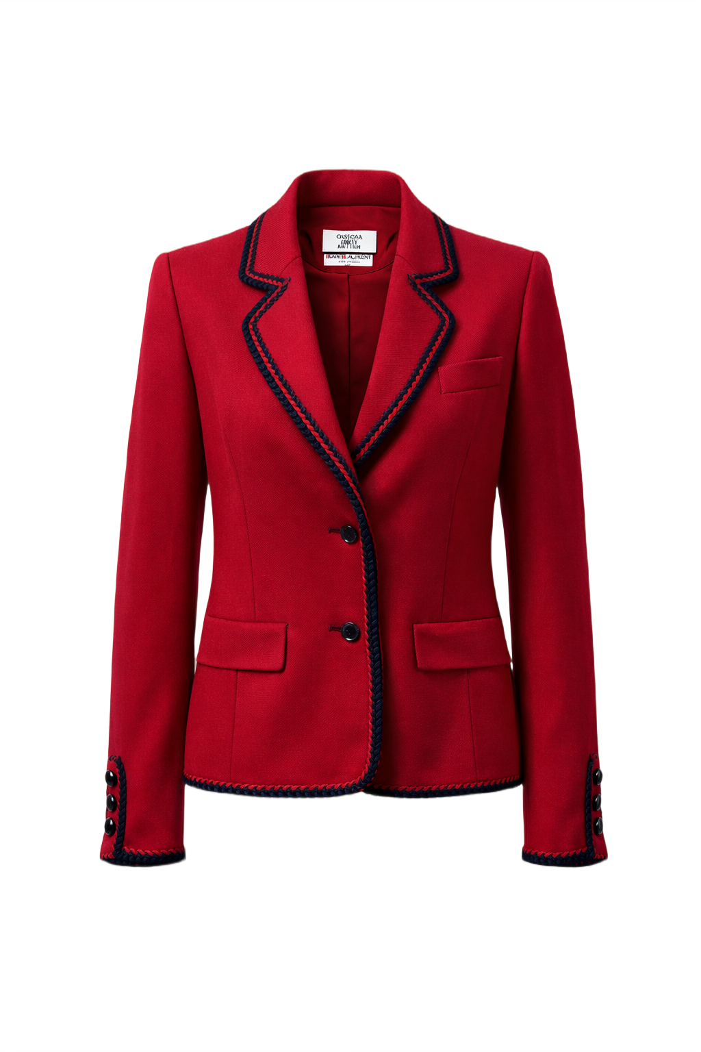 1980s Deep Red Wool Blazer - Front View