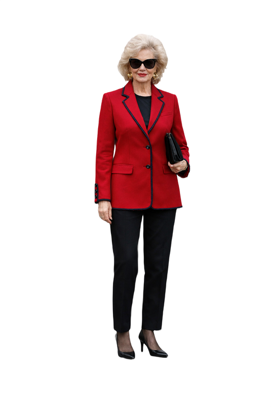 1980s Deep Red Wool Blazer - Model