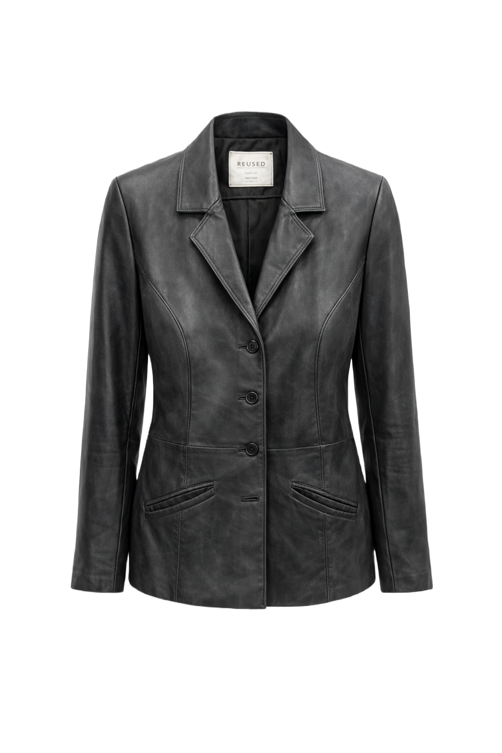 1990s Black Leather Womens Leather Jacket - Front View