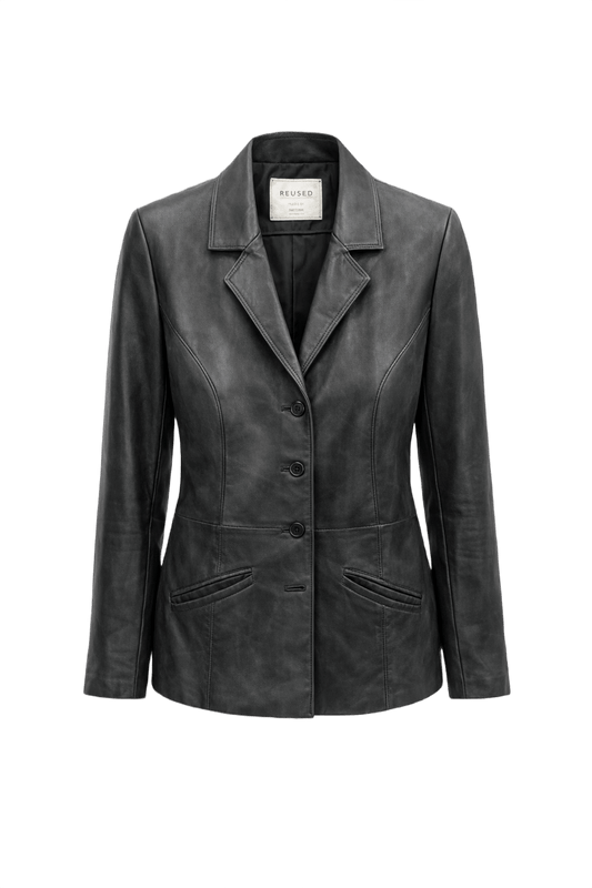 1990s Black Leather Womens Leather Jacket - Front View