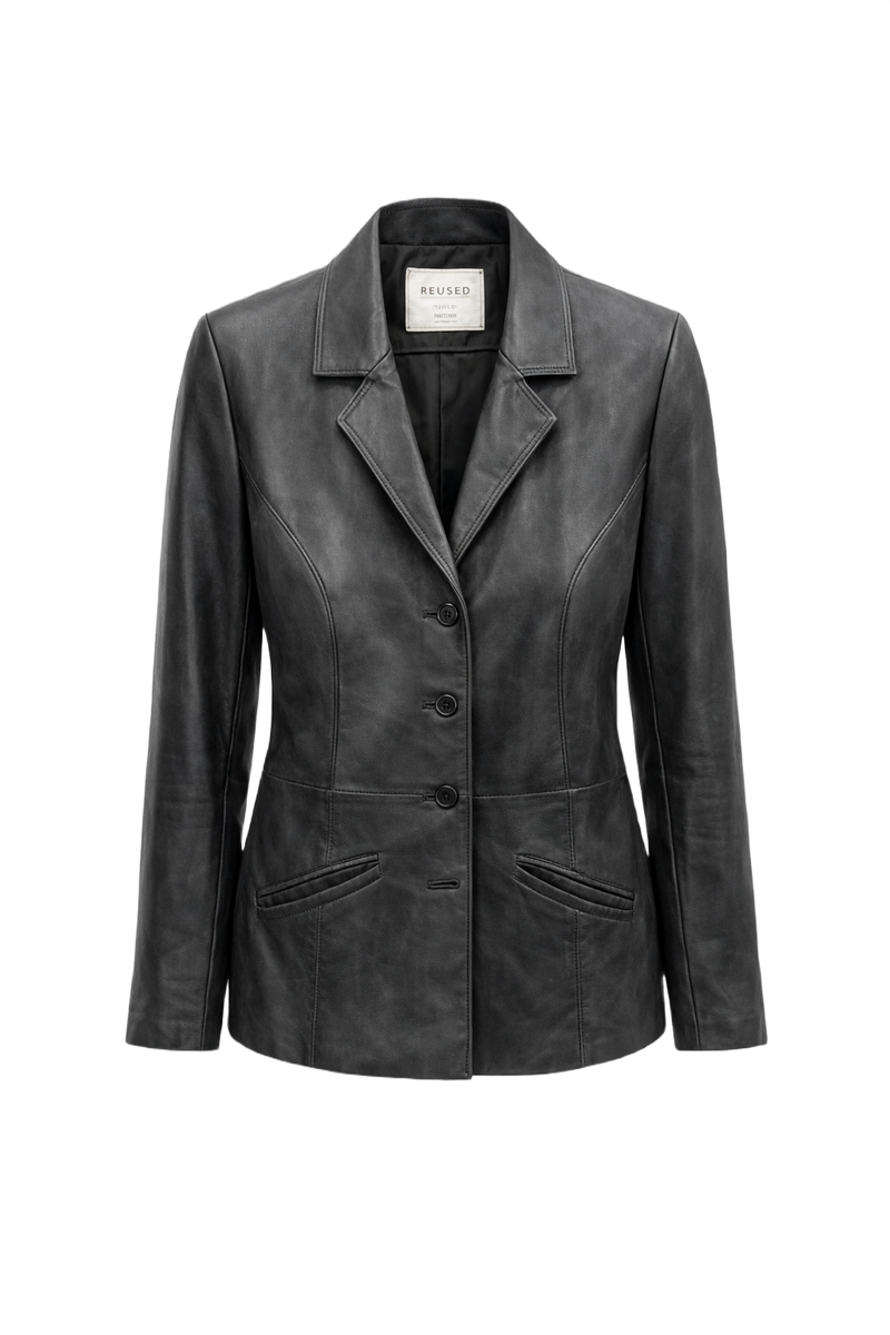 1990s Black Leather Womens Leather Jacket - Front View
