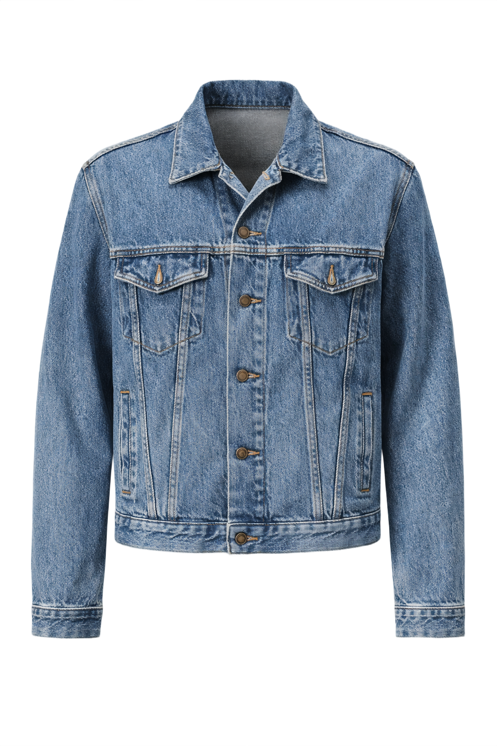 1990s Medium Blue Denim Jacket - Front View