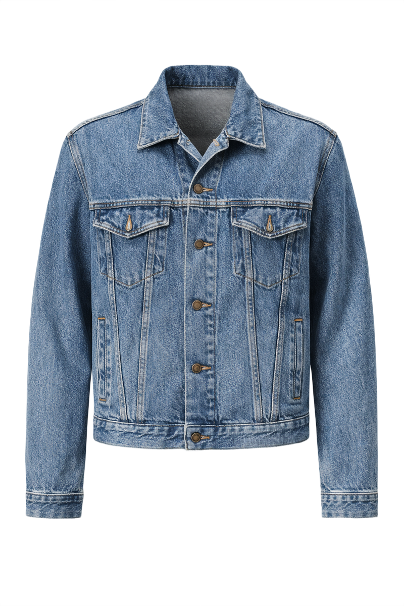 1990s Medium Blue Denim Jacket - Front View