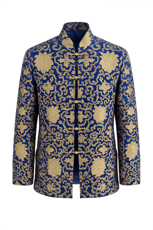1970s Royal Blue Brocade Women's Jacket - Front View