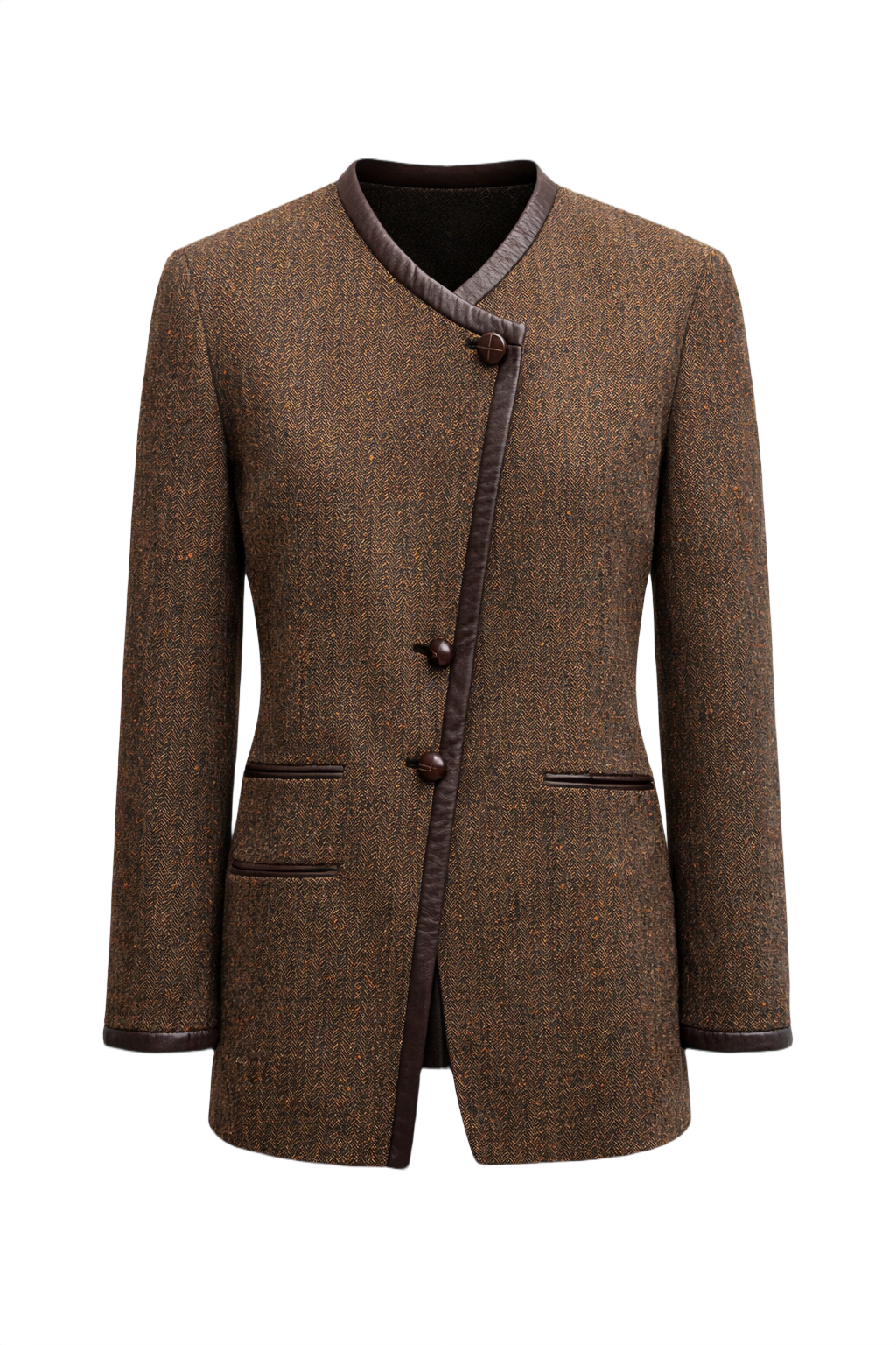 1990s Brown Wool Blazer - Front View
