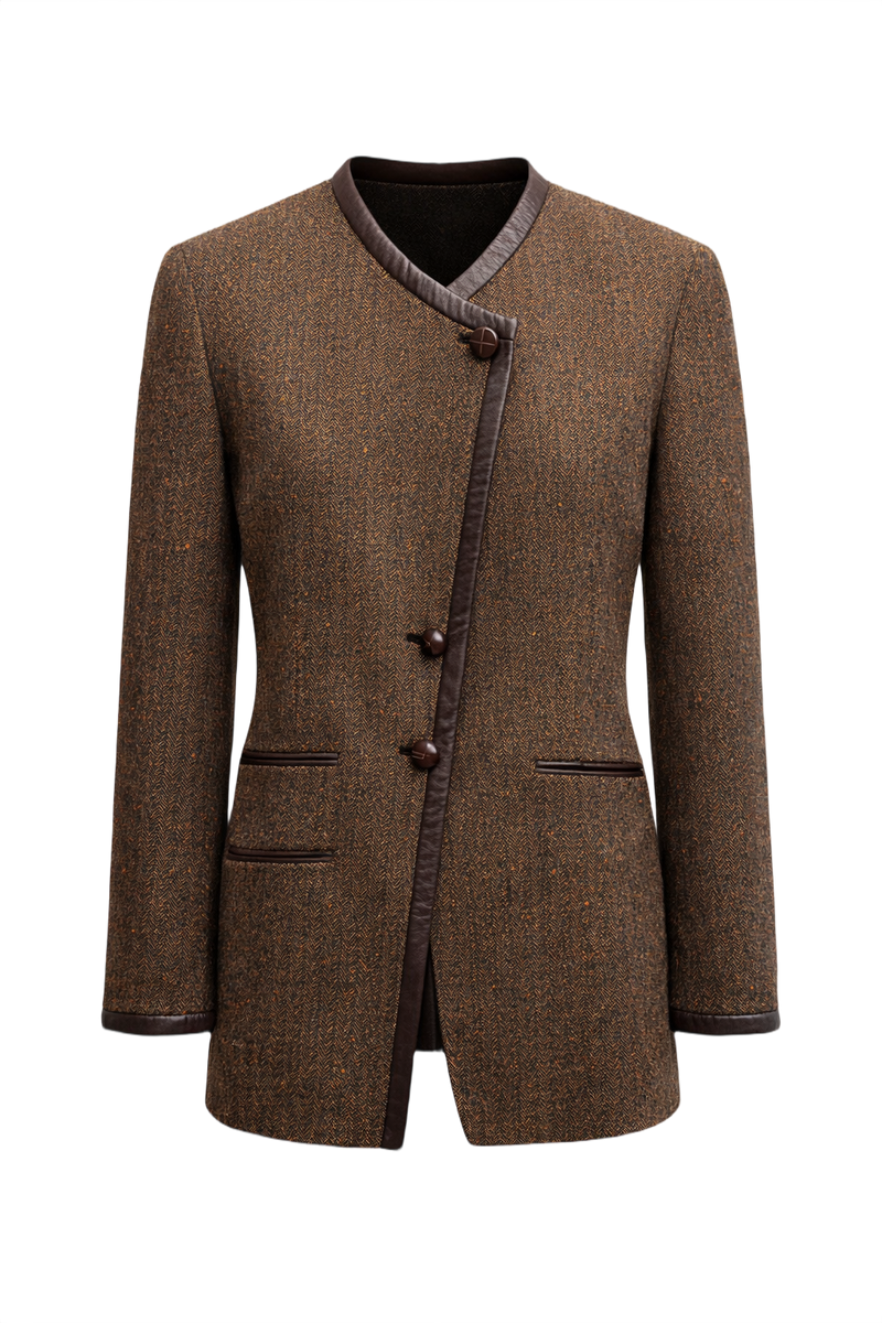 1990s Brown Wool Blazer - Front View