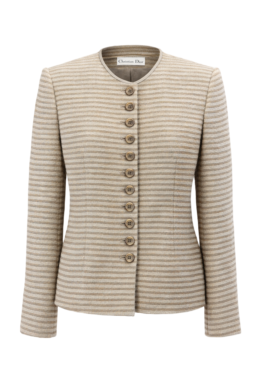 1990s Beige Wool Blend Blazer - Front View